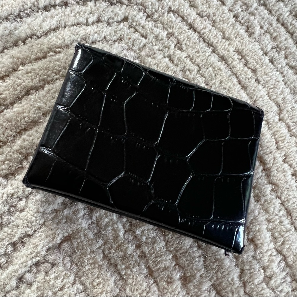 Nwt Tory Burch Parker Luxury Leather Cardholder Black Logo Wallet - Picture 5 of 9